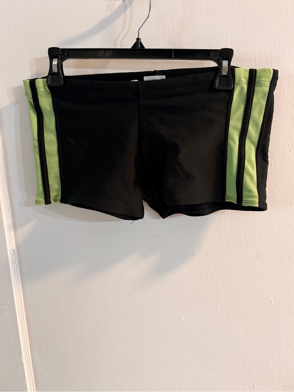 Men's Black Swim Hybrids with Lime Green Side Stripes